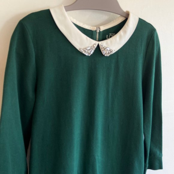 LOFT Green Embellished Collar Top - Picture 2 of 5